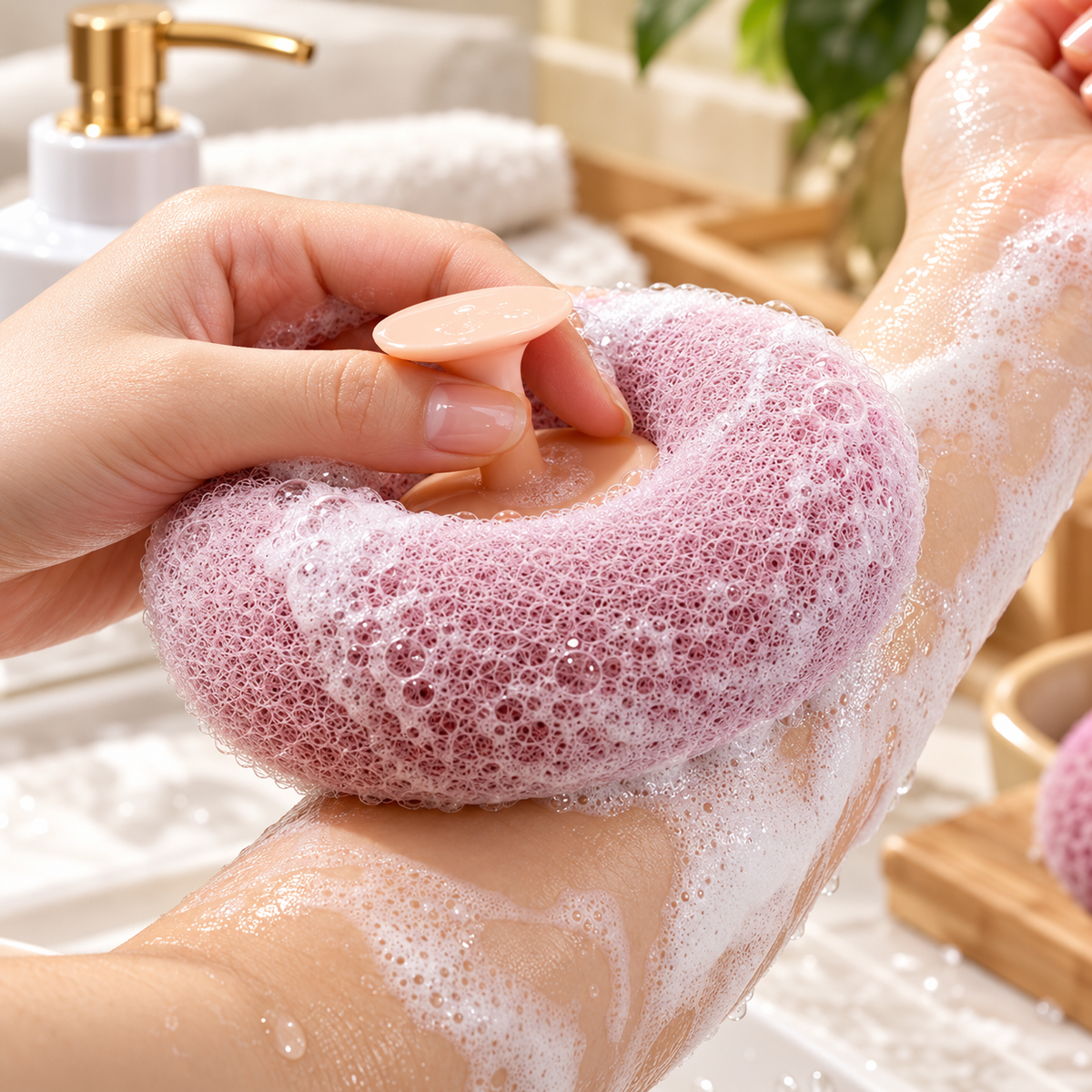 Bath Loofah & Body Scrubber with Suction Cup