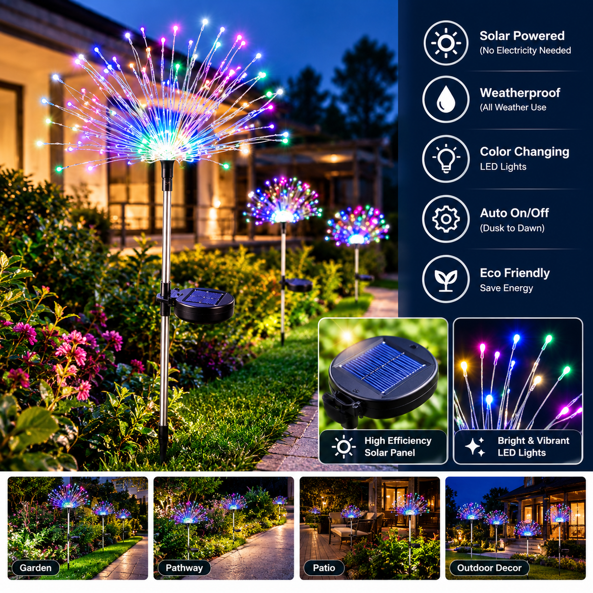 Seven Colors Gradient Solar Christmas Tree Light