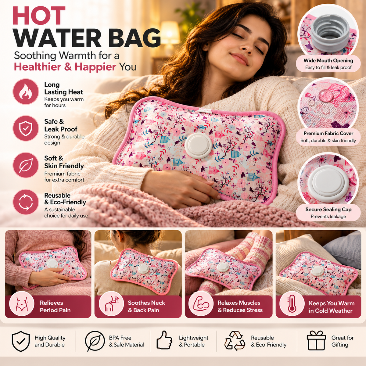 Warmer rechargeable baby hot water bottle electric warming pad