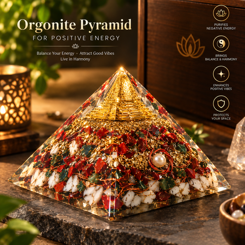 Sri Yantra Chakra Crystal Orgone Pyramid with Copper Quartz Radiation