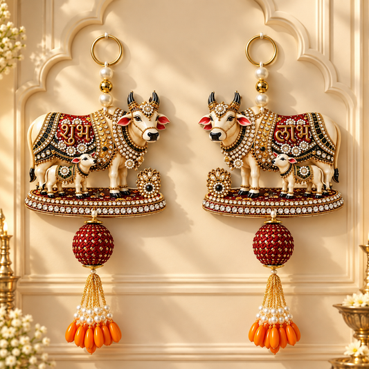 Designer Cow & Calf Wall Hanging Keychain Set