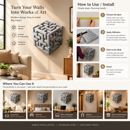 3D Cube Illusion Corner Wall Sticker