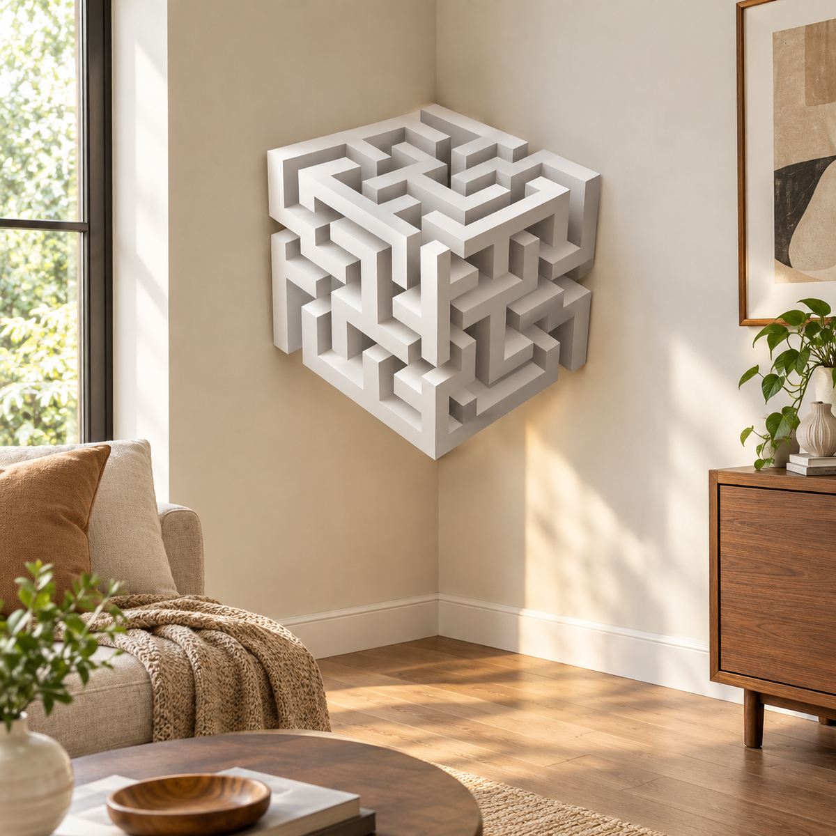 3D Cube Illusion Corner Wall Sticker