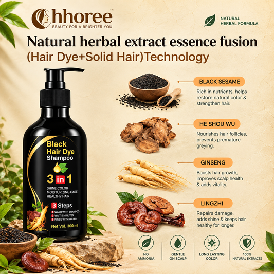 3-in-1 Instant Black Hair Dye Shampoo – Grey Coverage & Hair Care