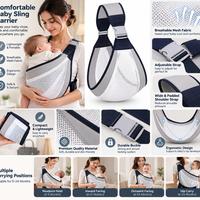 Baby Sling Carrier Adjustable Baby Holder Carrier Baby Half Wrapped Sling Hip Carrier Breathable Cotton Mesh Fabric for Newborn