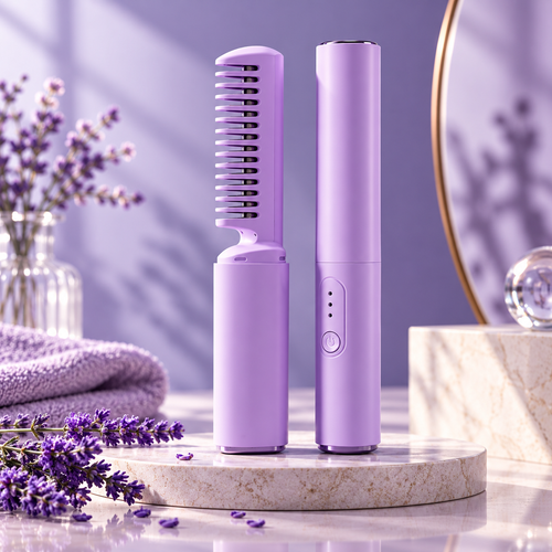 Cordless Mini Hair Straightener Comb – Rechargeable Travel Styler