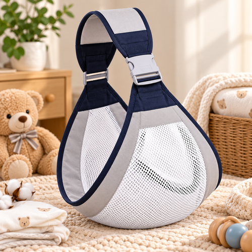Baby Sling Carrier Adjustable Baby Holder Carrier Baby Half Wrapped Sling Hip Carrier Breathable Cotton Mesh Fabric for Newborn
