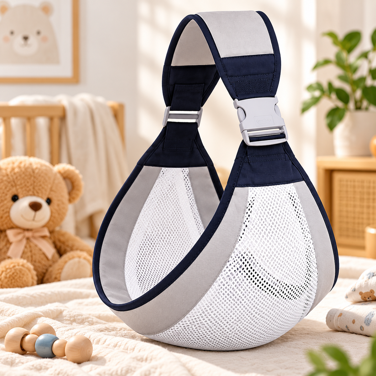 Baby Sling Carrier Adjustable Baby Holder Carrier Baby Half Wrapped Sling Hip Carrier Breathable Cotton Mesh Fabric for Newborn