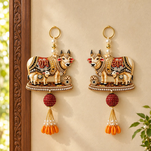 Designer Cow & Calf Wall Hanging Keychain Set